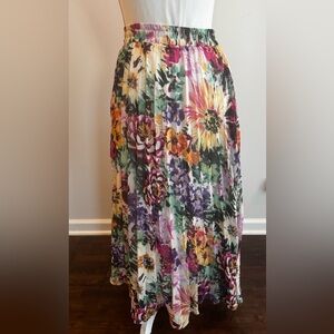 Floral Pleated Maxi Skirt